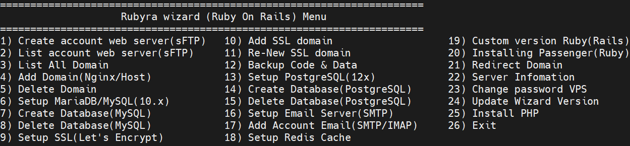 Setup Menu